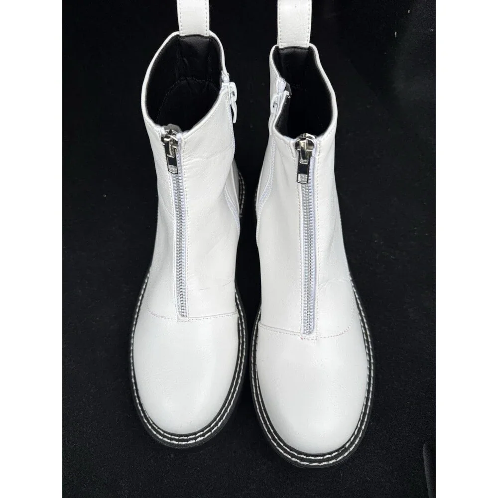 H&M Chucky Off White Women Boots With Front Zipper Size 7 New